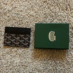 Goyard Black & Brown Chevron Card Case